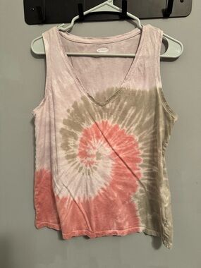 Old Navy Tie-Dye V-Neck Tank Top - Pink & Olive